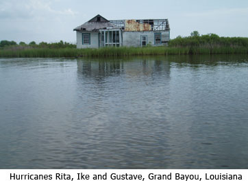Hurricanes Rita, Ike and Gustave, Grand Bayou, Louisiana
